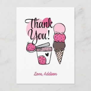 Carte postale Merci Anniversaire de la crème glacé
