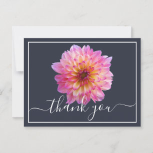 Carte Postale Merci Arrière - plan de la marine Dahlia jaune ros