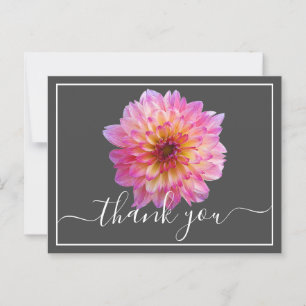 Carte Postale Merci Arrière - plan rose jaune Dahlia gris
