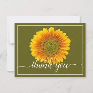 Carte Postale Merci Arrière - plan vert de tournesol jaune vif