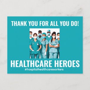 Carte Postale Merci aux héros de la santé infirmière médecin