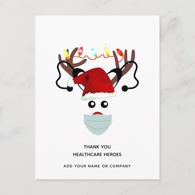 Carte Postale Merci aux Héros de la Santé Noël 2020 Fêtes (Devant)