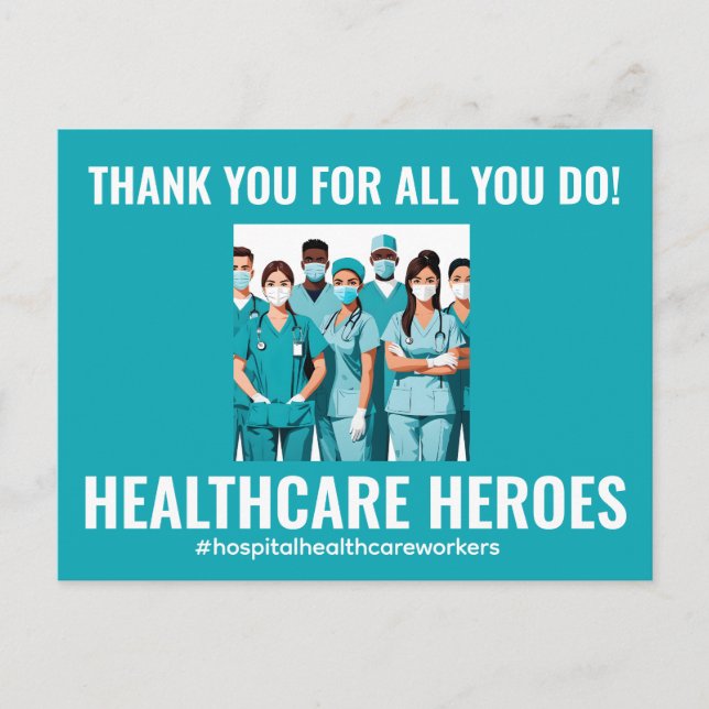 Carte Postale Merci aux héros des soins de santé Infirmière Méde (Devant)