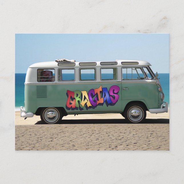 Carte Postale Merci avec gracias Graffiti sur Van Postcard (Devant)
