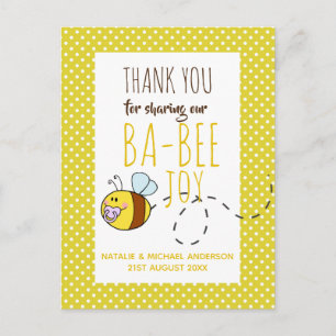 Carte Postale Merci BA-BEE Baby shower Polkadot jaune