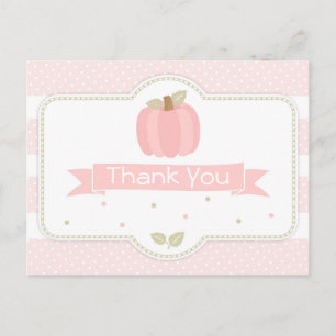 Carte postale Merci Baby shower Citrouille rose