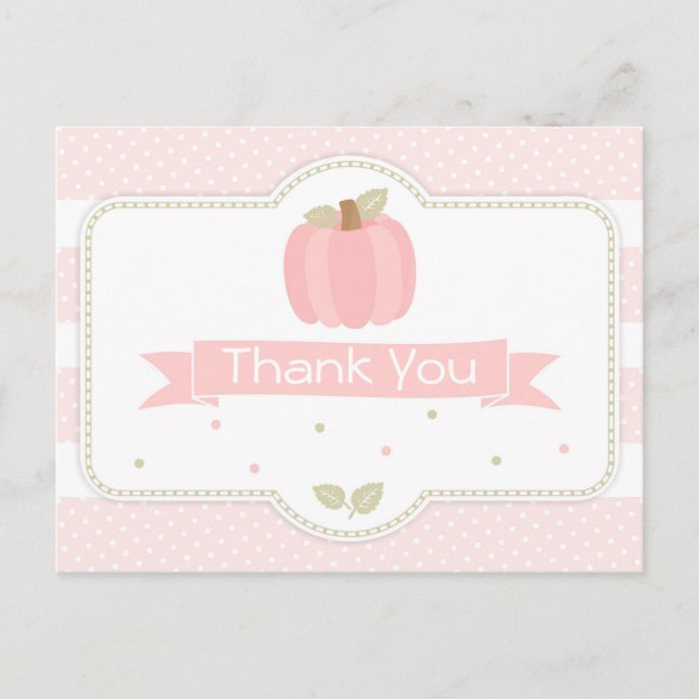 Carte postale Merci Baby shower Citrouille rose (Devant)
