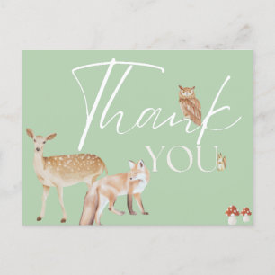 Carte Postale Merci Baby shower forestier, non sexiste