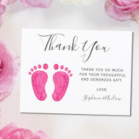 Merci Baby shower rose pieds bébé