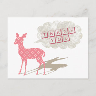 Carte postale Merci Bambi rose