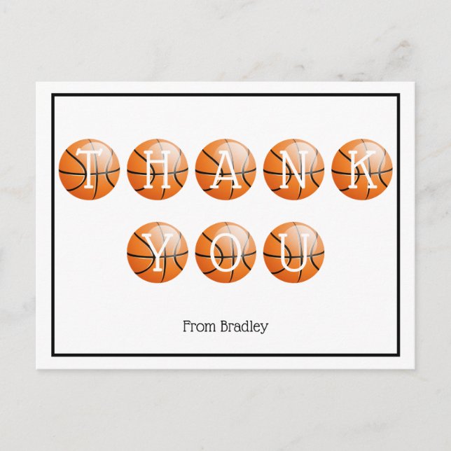 Carte Postale Merci Basketball personnalisé (Devant)