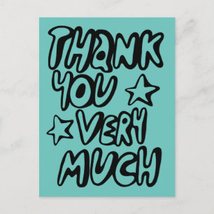 Carte Postale MERCI BEAUCOUP de lettres bulles Turquoise PERSONN