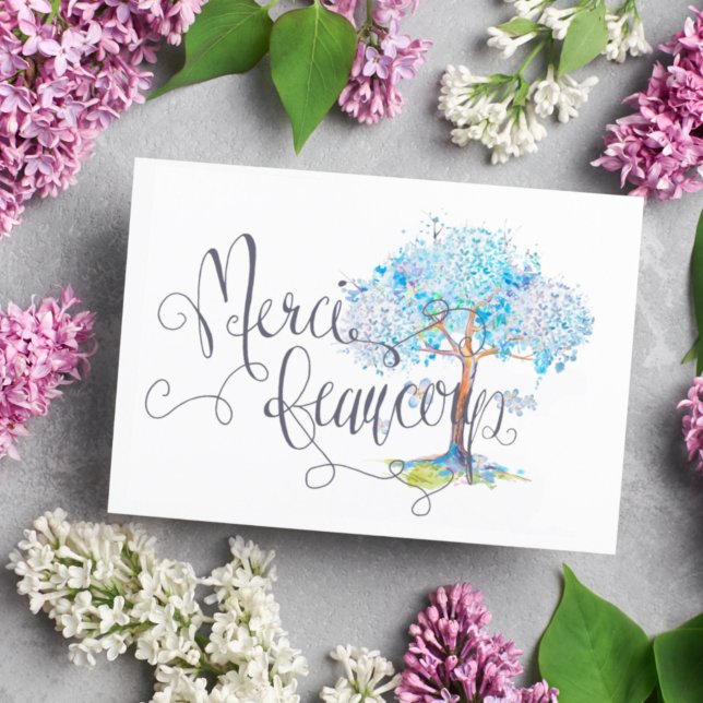 Carte Postale Merci Beaucoup Merci d'arbre bleu (Créateur téléchargé)
