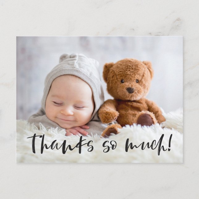 Carte Postale Merci beaucoup | Noir | Photo de bébé remerciement (Devant)