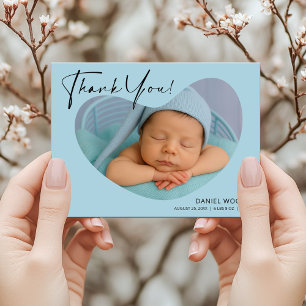 Carte postale Merci bébé bleu avec photo