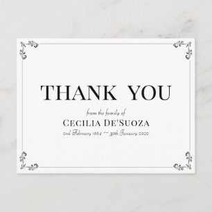 Carte Postale Merci blanc Vintage classique élégant simple