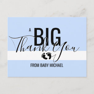 Carte Postale Merci Bleu Blanc Pieds JEUNE Baby shower