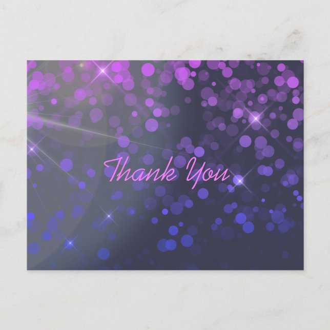 Carte Postale Merci bleu rose Confetti personnalisé (Devant)