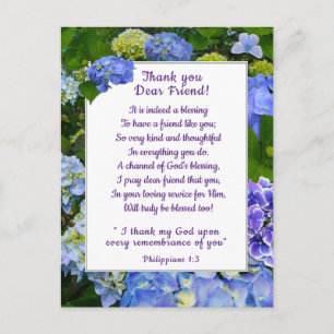 Carte Postale Merci Blue Hydrangea
