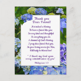 Carte Postale Merci Blue Hydrangea