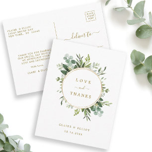 Carte Postale Merci Botanique Gold Green