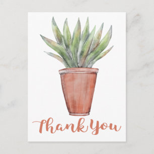 Carte Postale Merci Brown Aquarelle Vert Cactus Succulent