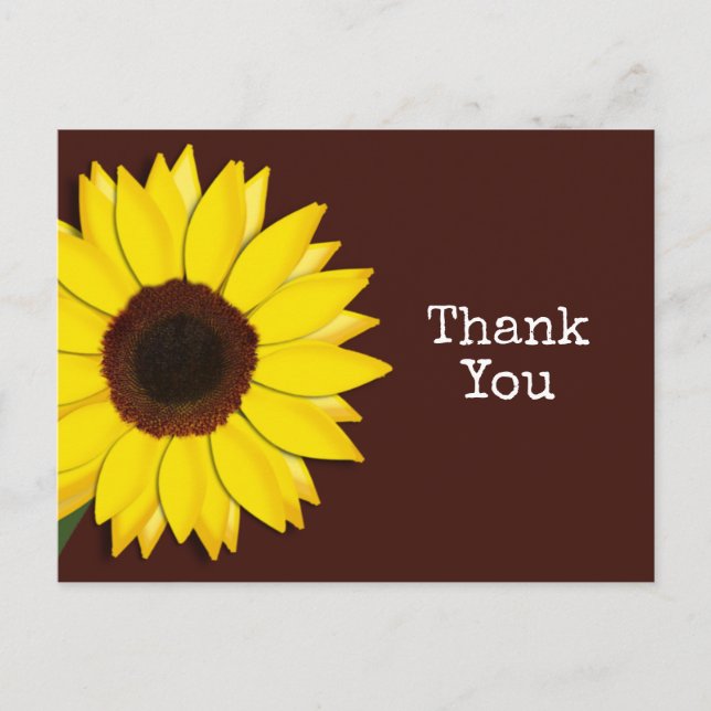 Carte Postale Merci Brown de tournesol ou tout texte (Devant)