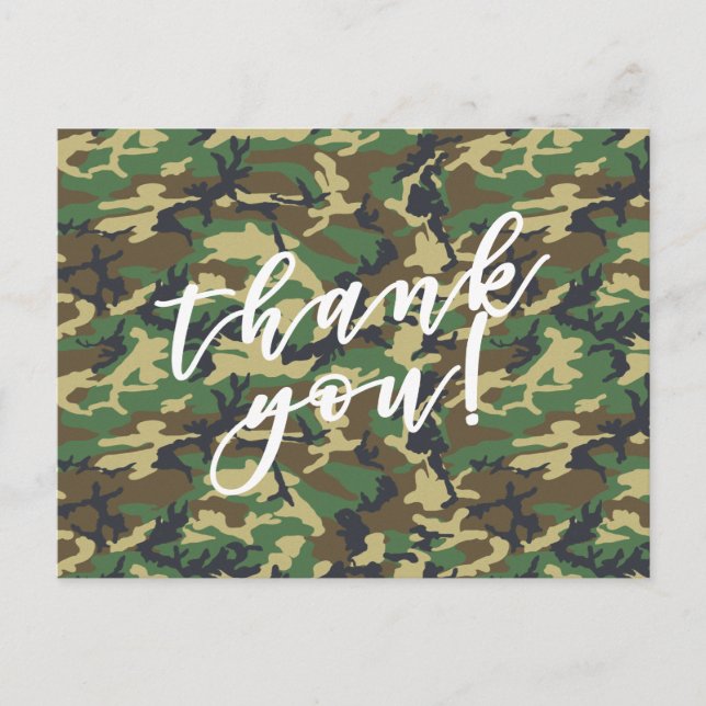 Carte Postale Merci! Caméra militaire Woodland (Devant)