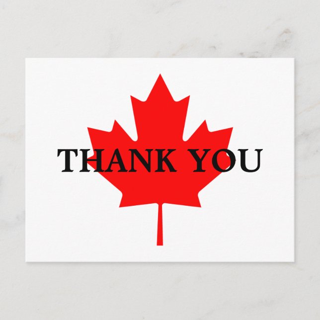 Carte Postale Merci canadien de feuille d'érable rouge (Devant)