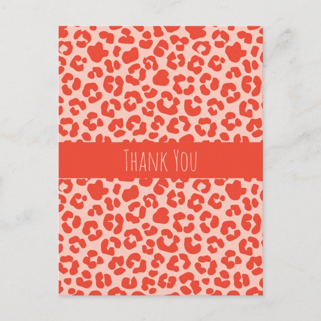 Carte Postale Merci Cheetah Motif d'impression rouge (Devant)
