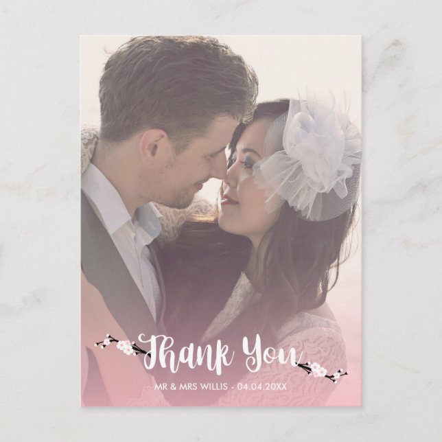 Carte Postale Merci Cherry Blossom Mariage Photo (Devant)