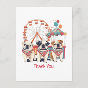 Carte Postale Merci Chiots Bouledogues Anglais À Une Foire 