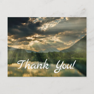 carte postale Merci. Ciel, Montagnes, Arbres, Lac.