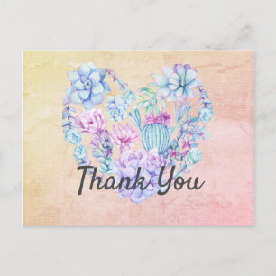 Carte postale Merci Coeur de l'aquarelle Succulent