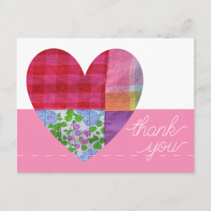 Carte postale Merci Coeur Patchwork personnalisabl