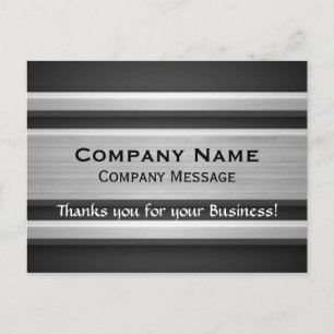 Carte Postale Merci d'affaires Silver et Black Metal Look