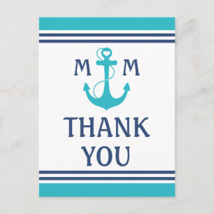 Carte Postale Merci d'Ancre cardiaque bleu turquoise