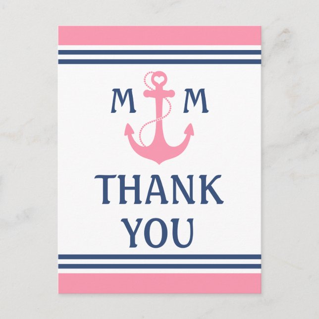 Carte Postale Merci d'Ancre cardiaque rose (Devant)