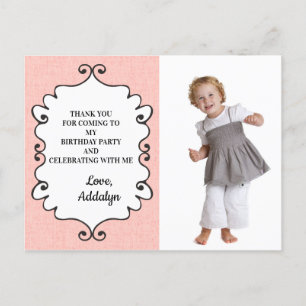 Carte Postale Merci d'anniversaire rose et blanc