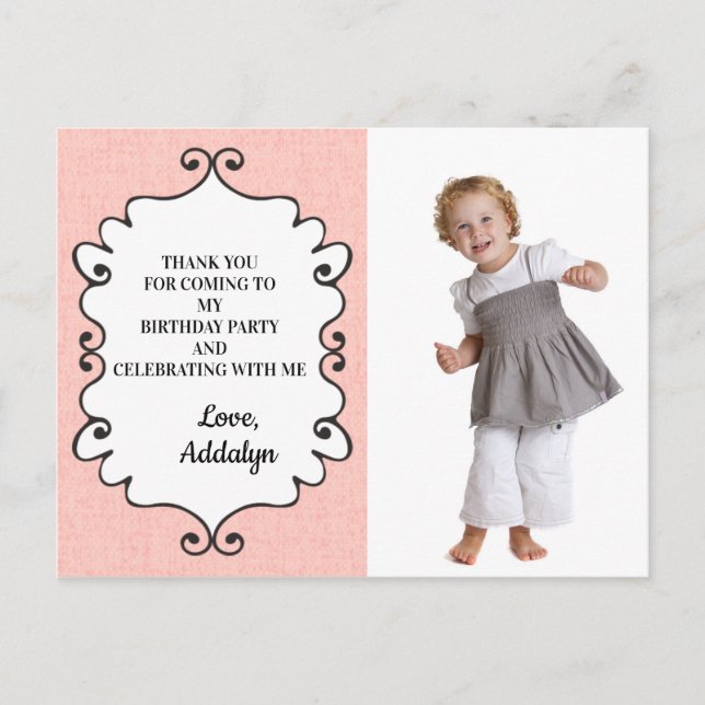 Carte Postale Merci d'anniversaire rose et blanc (Devant)