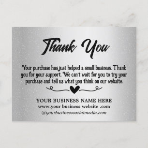 Carte Postale Merci d'argent métallique