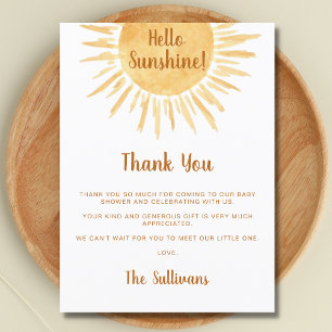 Carte Postale Merci de Baby shower Boho Sunshine