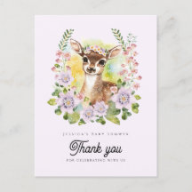 Carte postale Merci de Baby shower de cerfs de Whi