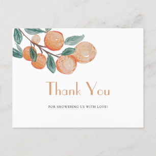 Carte Postale Merci de Baby shower de feuilles vertes Oranges