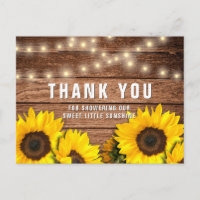 Merci de Baby shower de tournesol rustique