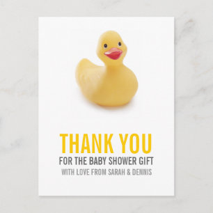 Carte Postale Merci de Baby shower jaune canard