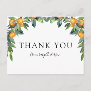 Carte Postale Merci de Baby shower Orange Little Cutie