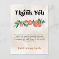 Merci de Baby shower orange Little Cutie