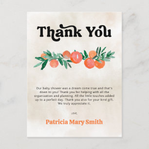 Carte Postale Merci de Baby shower orange Little Cutie