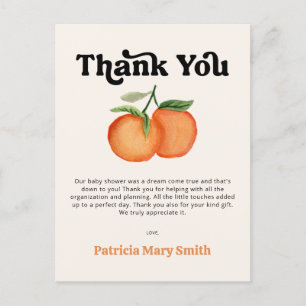 Carte Postale Merci de Baby shower orange Little Cutie